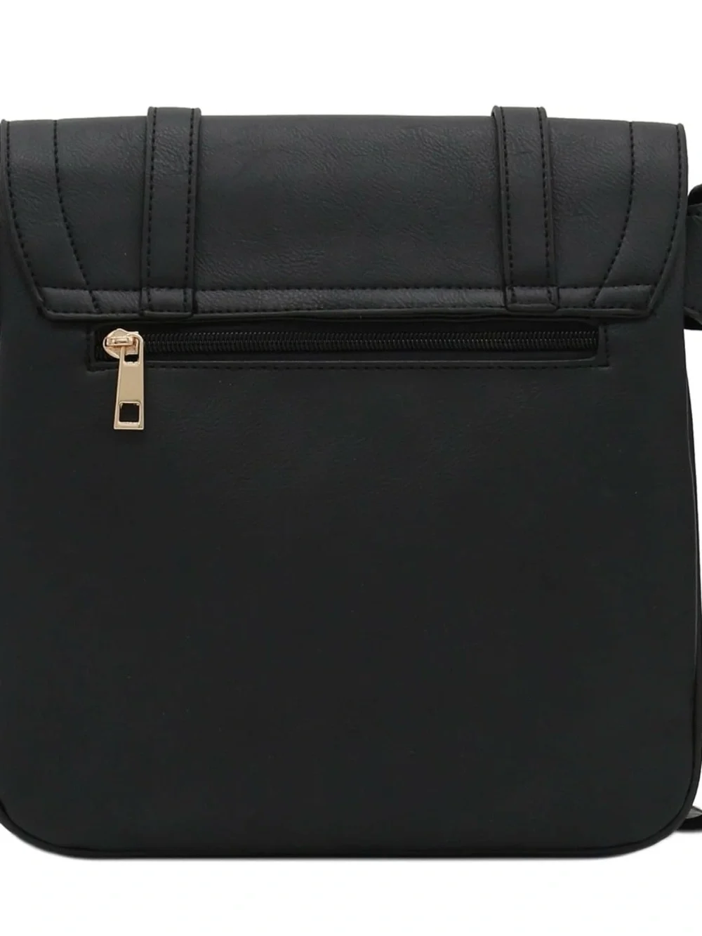 Women's Black Crossbody Bag with Gold Accents